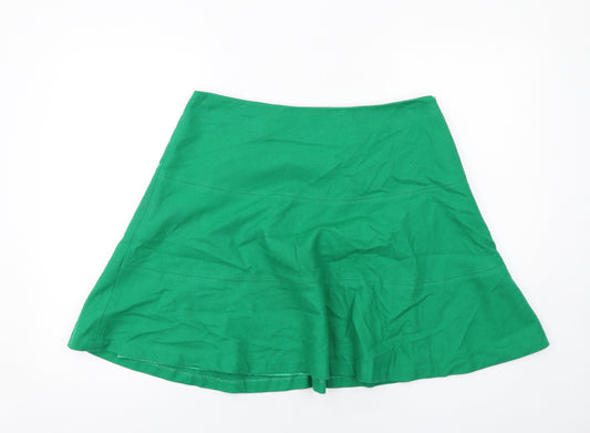 Boden Womens Green Wool A-Line Skirt Size 14 Zip