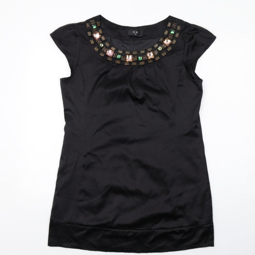 AX Paris Womens Black Cotton A-Line Size 14 Round Neck Pullover