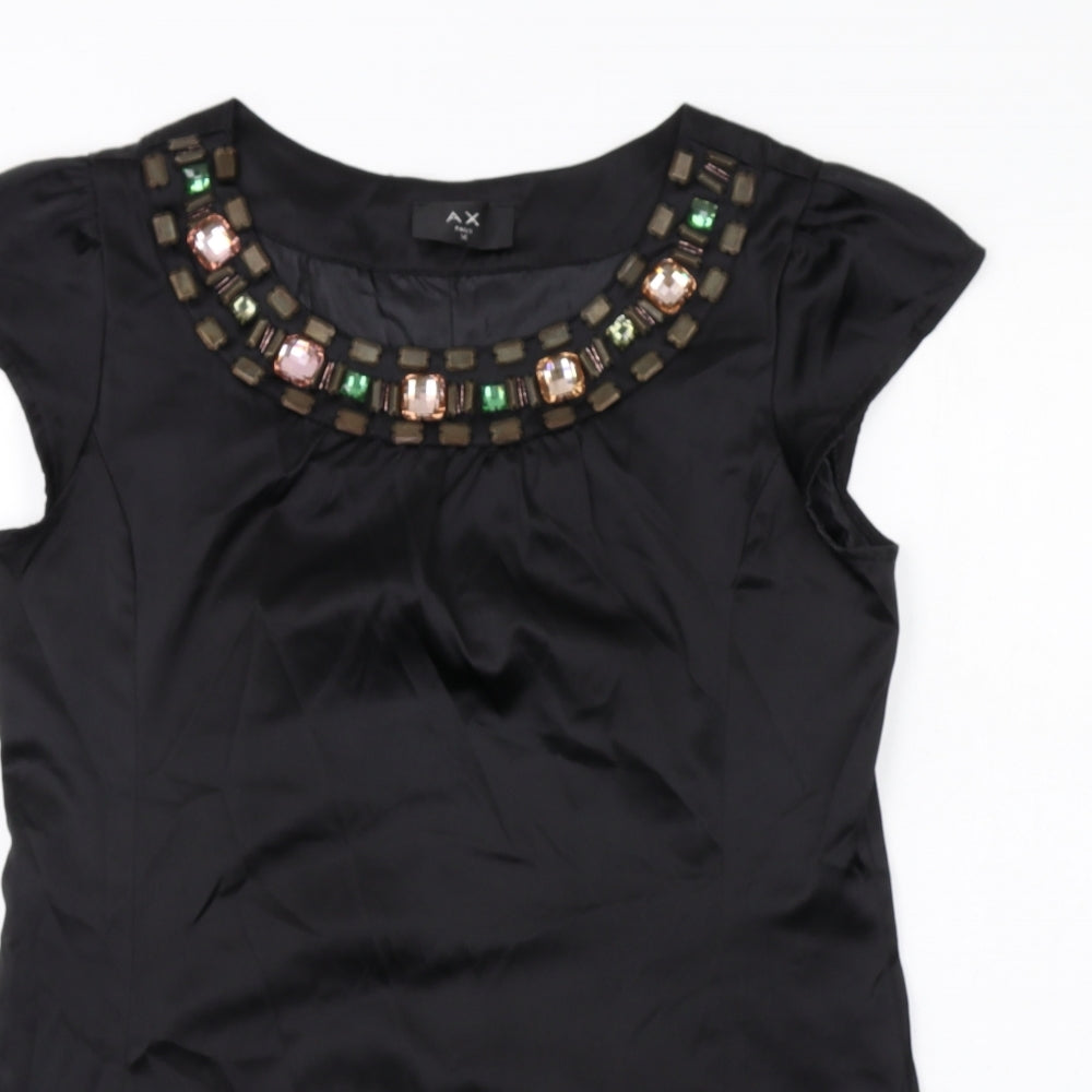 AX Paris Womens Black Cotton A-Line Size 14 Round Neck Pullover