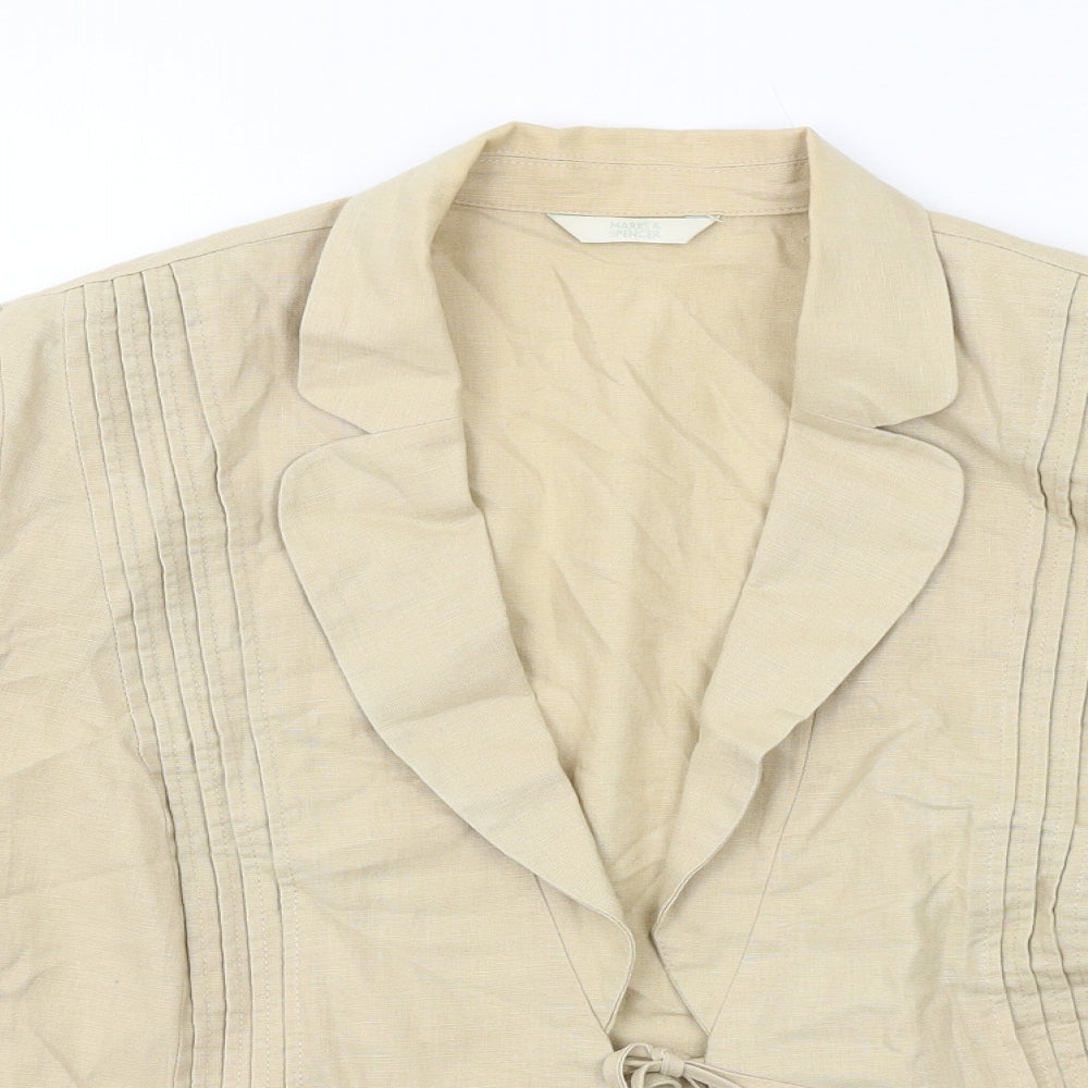 Marks and Spencer Womens Beige Jacket Size 20 Tie - Tie Front