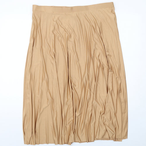 Dorothy Perkins Womens Beige Polyester Pleated Skirt Size 20