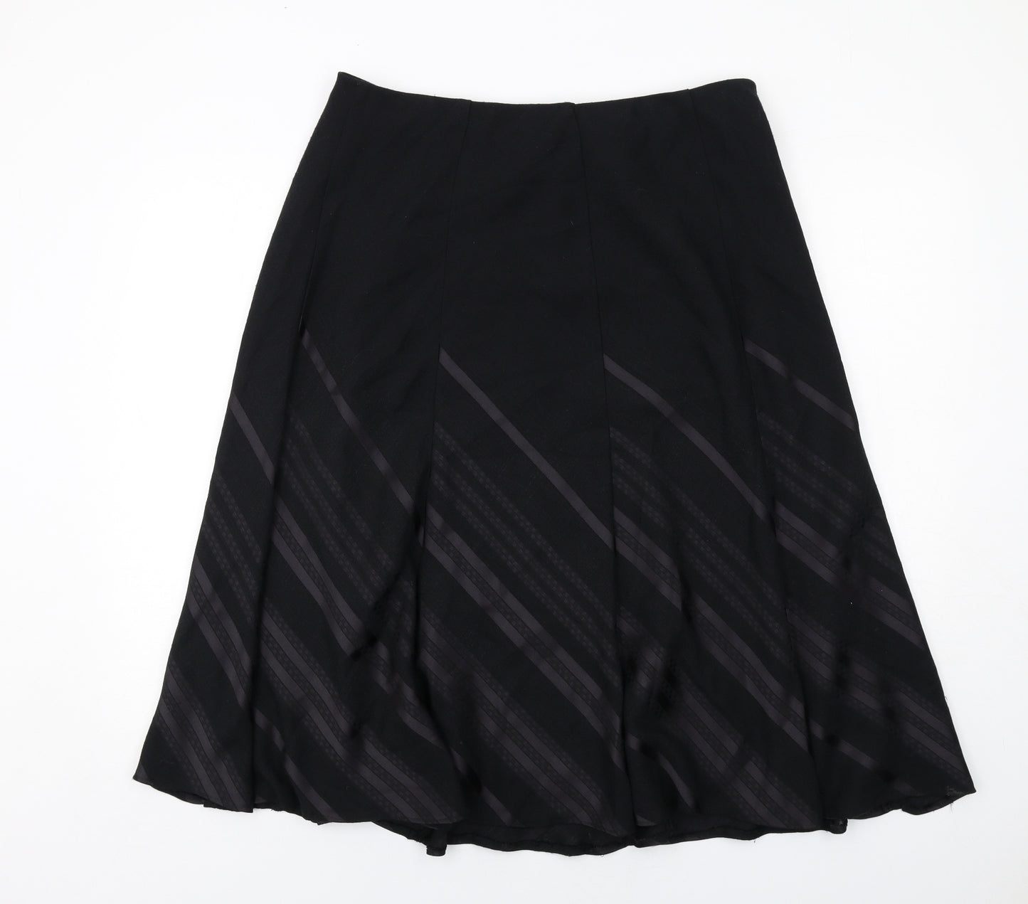 Marks and Spencer Womens Black Striped Polyester Swing Skirt Size 16