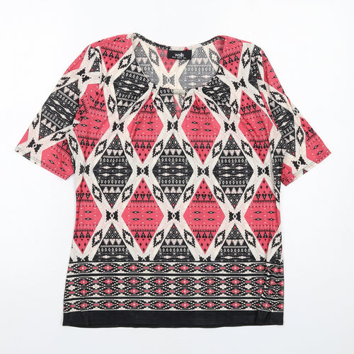 Wallis Womens Multicoloured Geometric Polyester Basic Blouse Size 10 Round Neck