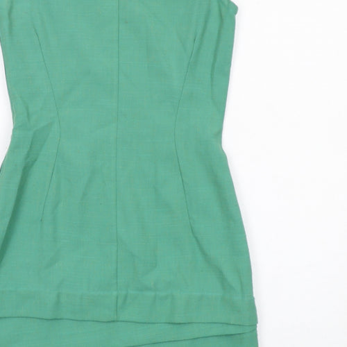 Abigail Porter Womens Green Cotton Mini Size 12 Round Neck Zip