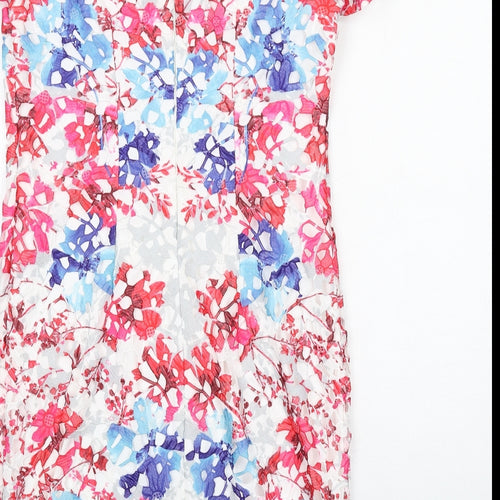 Per Una Womens Multicoloured Geometric Polyester A-Line Size 14 Round Neck Zip