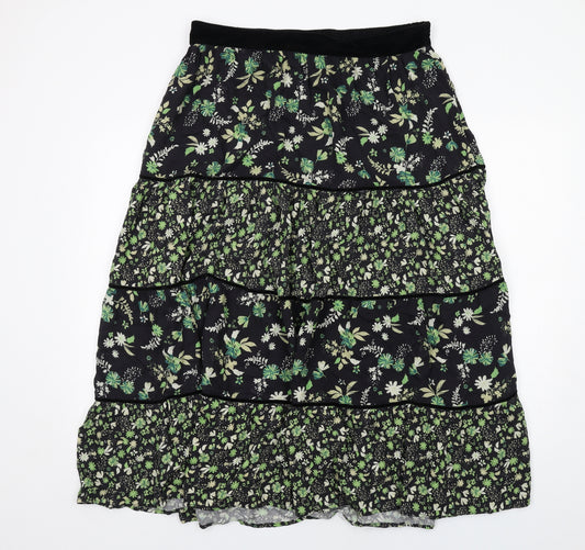 EAST Womens Black Floral Viscose Peasant Skirt Size M