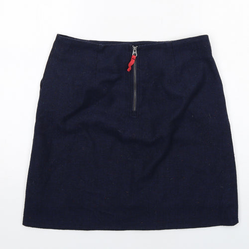 Joules Womens Blue Polyester A-Line Skirt Size 12 Zip