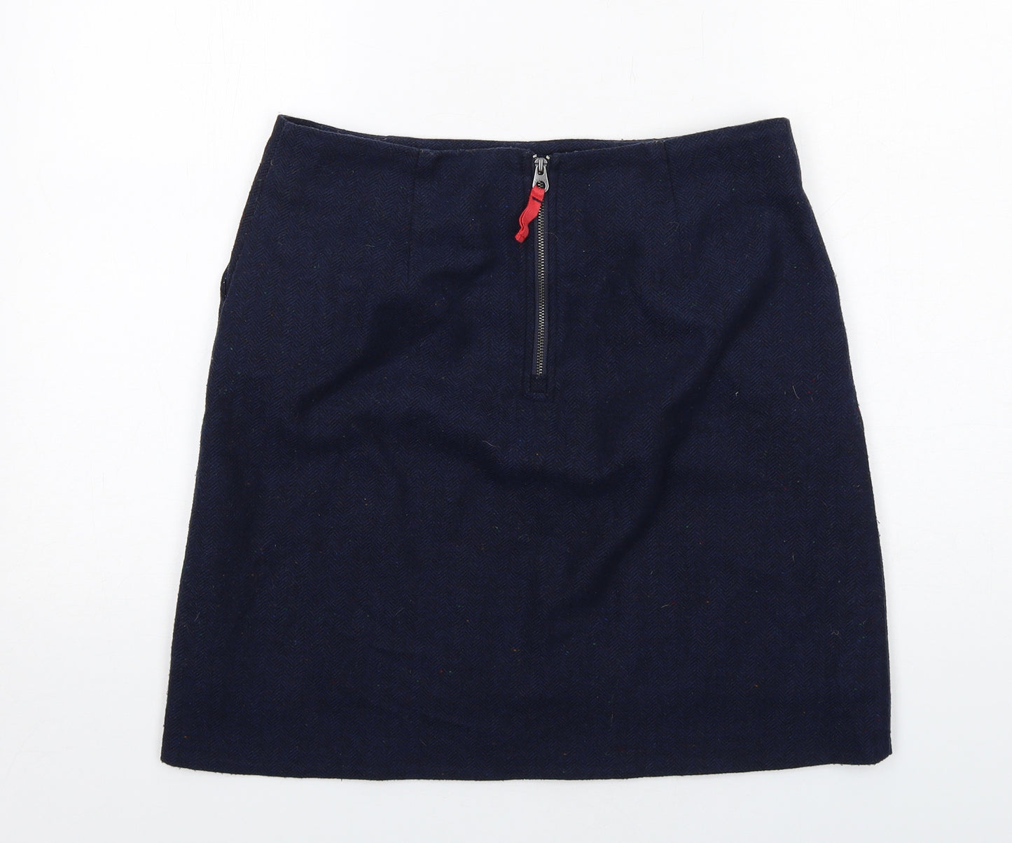 Joules Womens Blue Polyester A-Line Skirt Size 12 Zip