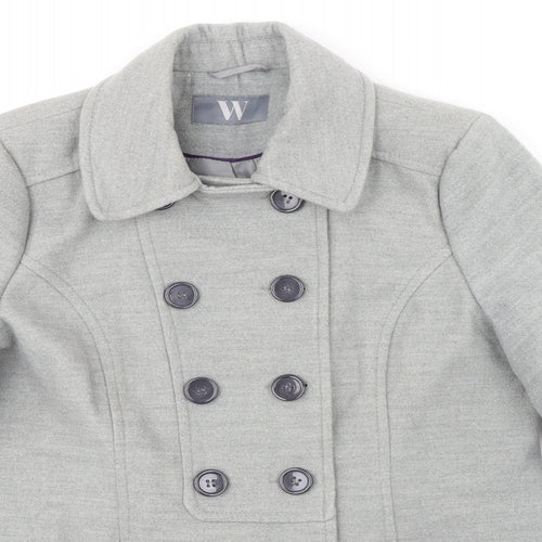 BHS Womens Grey Pea Coat Coat Size 16 Button