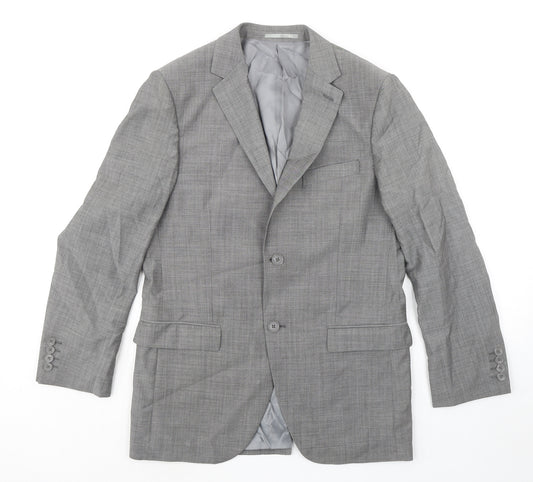 DYNK Mens Grey Wool Jacket Suit Jacket Size 38 Regular