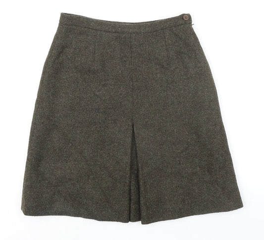 Jigsaw Womens Green Wool A-Line Skirt Size 10 Zip