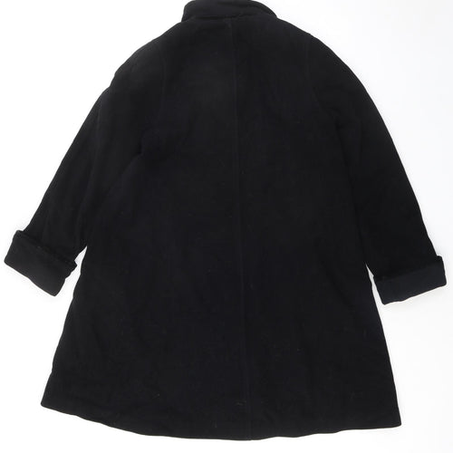 NuAge Womens Black Overcoat Coat Size 10 Button