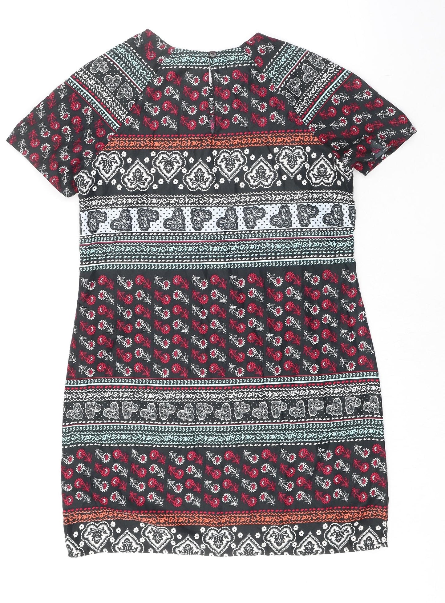 Innocence Womens Multicoloured Geometric Polyester T-Shirt Dress Size 12 Round Neck