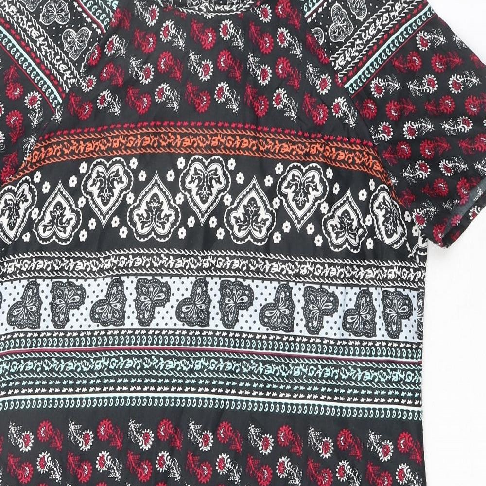 Innocence Womens Multicoloured Geometric Polyester T-Shirt Dress Size 12 Round Neck