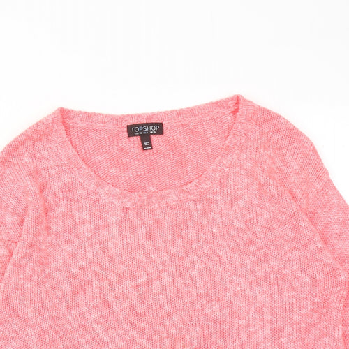Topshop Womens Pink Round Neck Cotton Pullover Jumper Size 10
