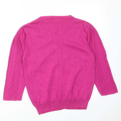 Bonmarché Womens Purple Round Neck Cotton Cardigan Jumper Size S