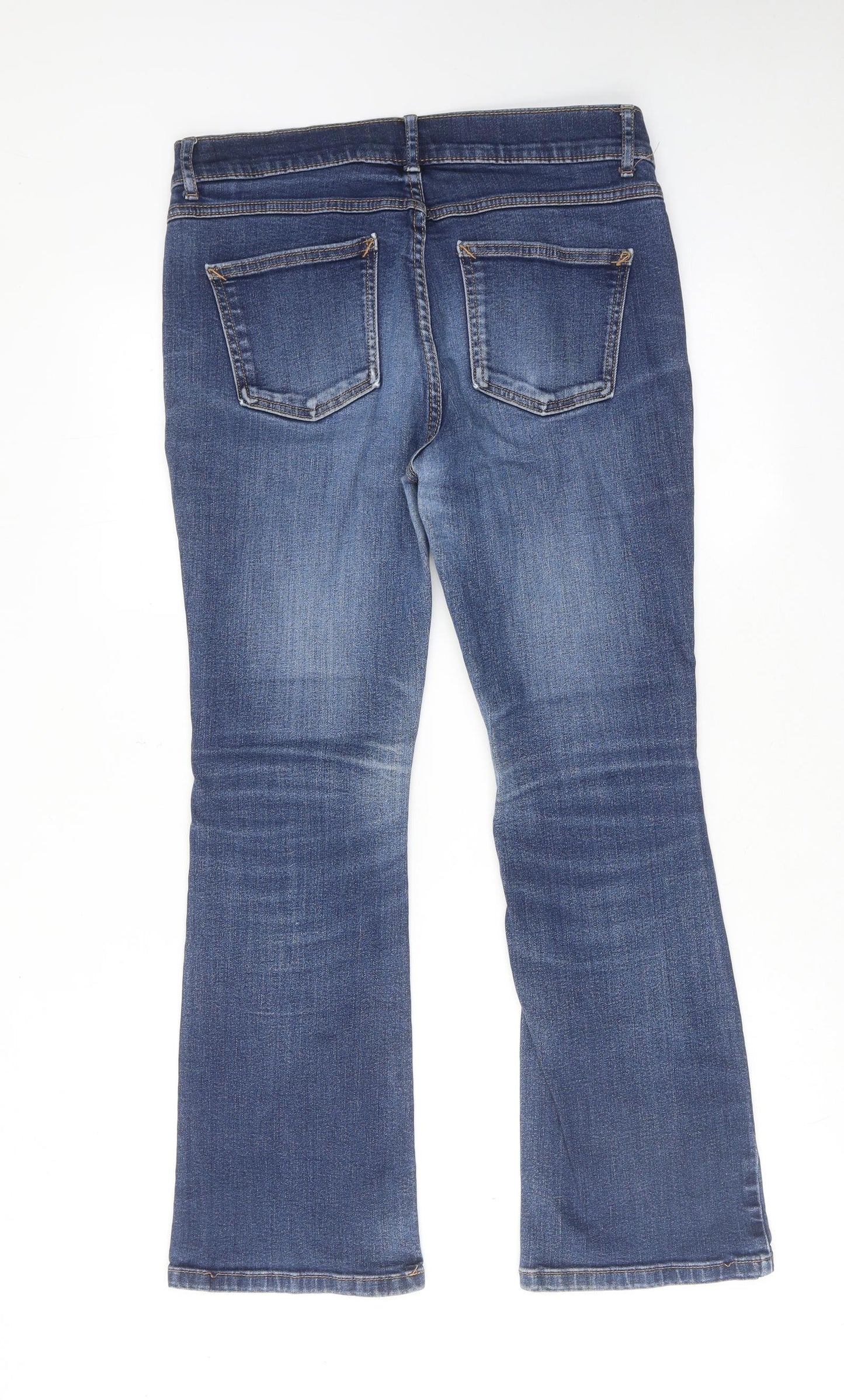 Marks and Spencer Womens Blue Cotton Bootcut Jeans Size 12 Slim Zip