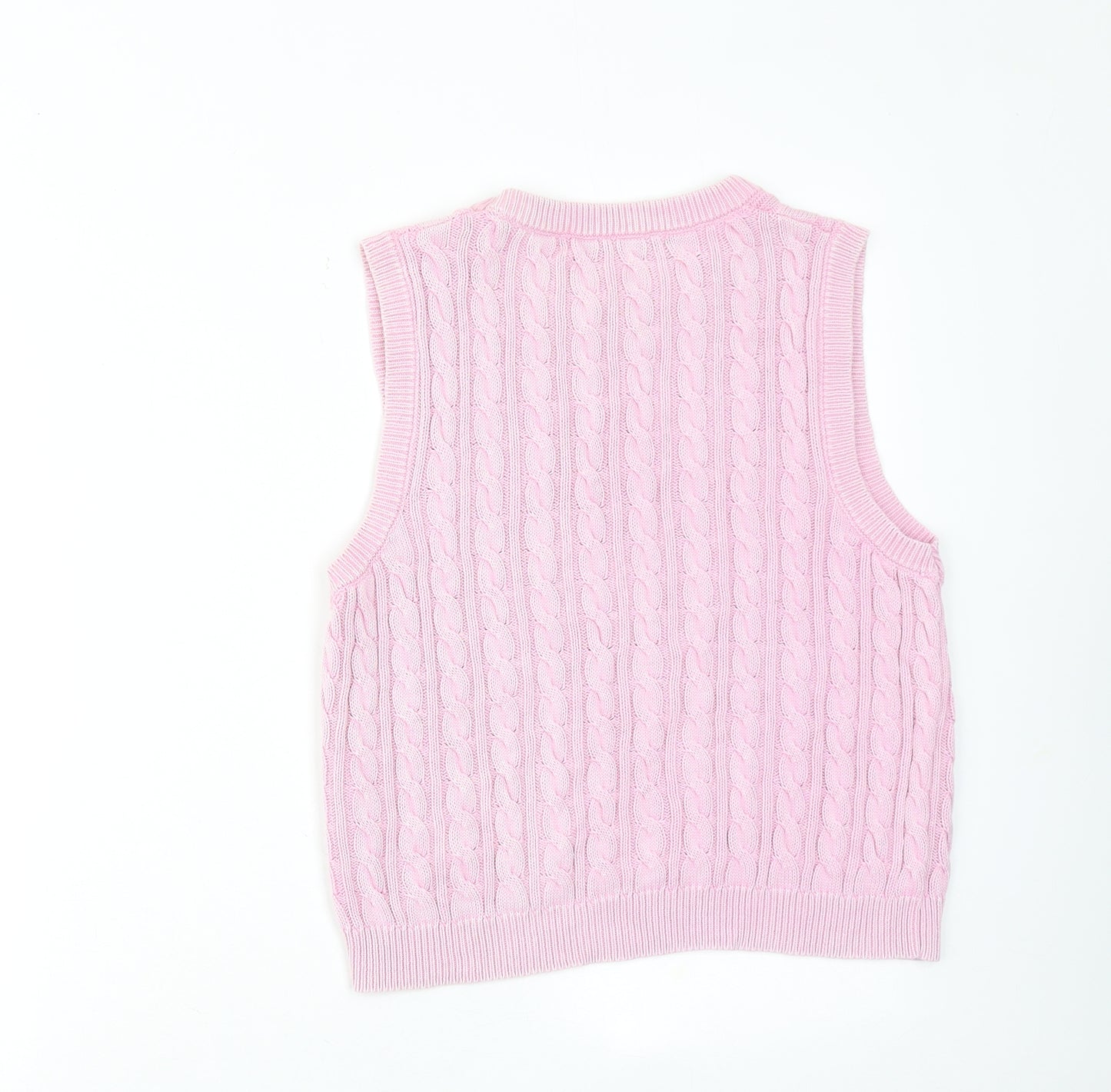 Bershka Womens Pink Round Neck Cotton Vest Jumper Size XL