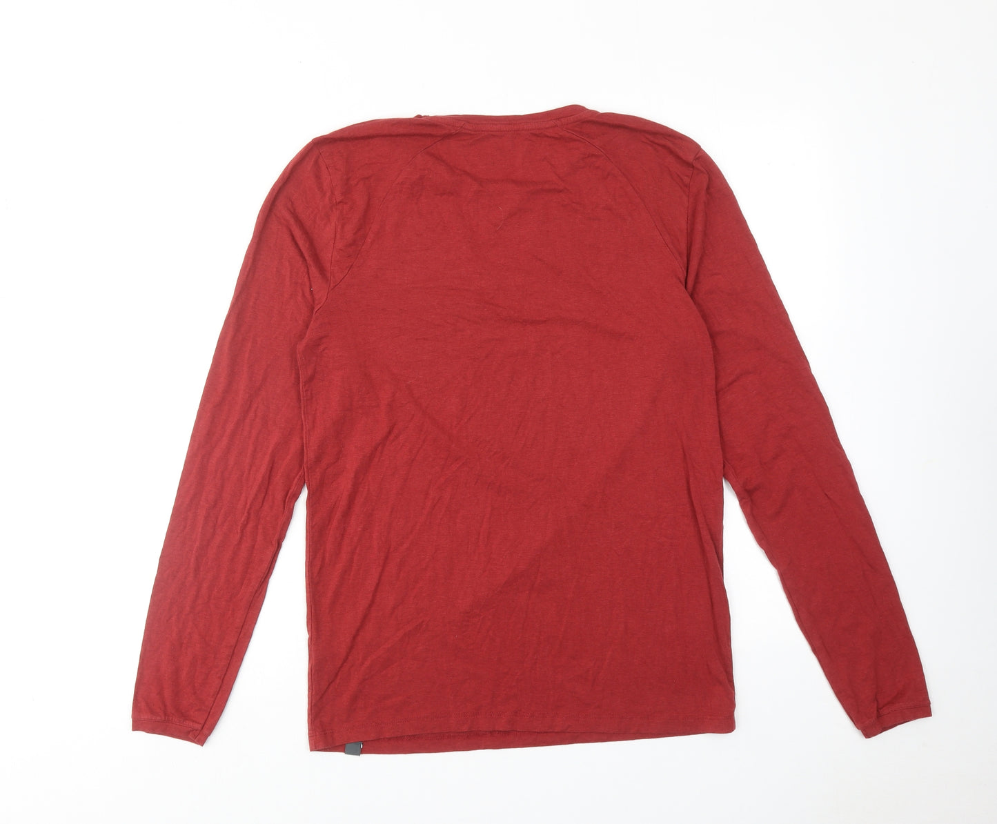 Bamboo Mens Red Viscose T-Shirt Size S Round Neck