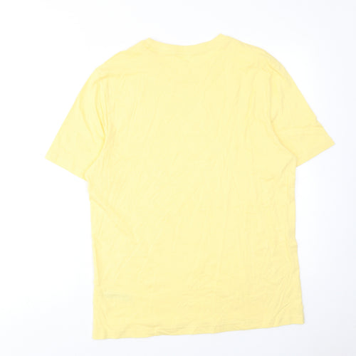 Marks and Spencer Mens Yellow Cotton T-Shirt Size M Round Neck