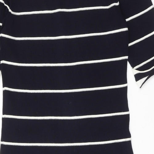 Phase Eight Womens Blue Striped Viscose Shift Size 12 V-Neck Pullover