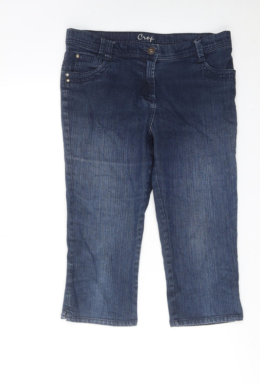 BHS Womens Blue Cotton Skimmer Shorts Size 10 L18 in Regular Zip