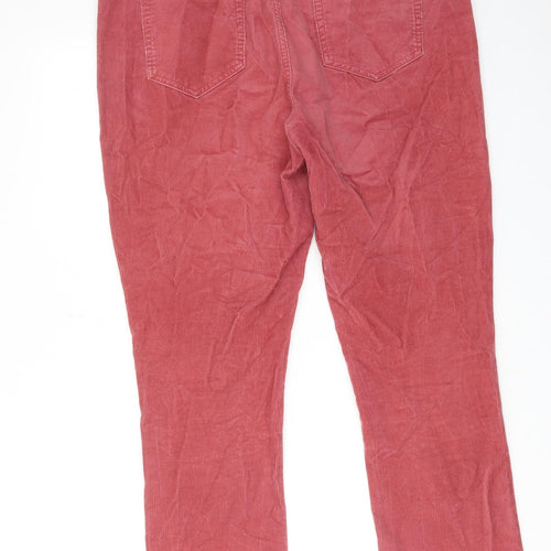 Lands' End Womens Pink Cotton Trousers Size 16 L28.5 in Regular Zip