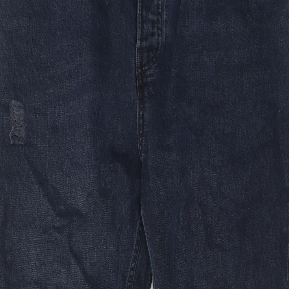 Topshop Womens Blue Cotton Tapered Jeans Size 30 in L30 in Regular Zip