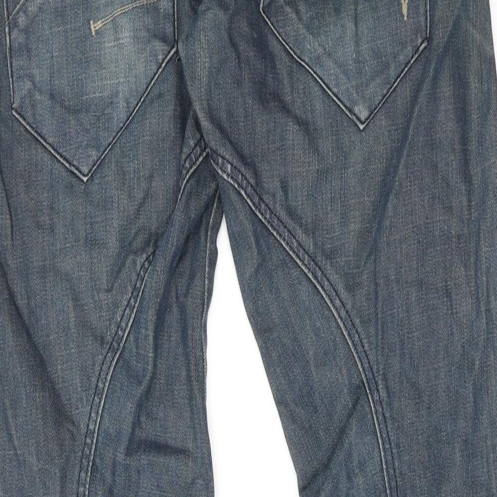 JACK & JONES Mens Blue Cotton Tapered Jeans Size 28 in L32 in Regular Button