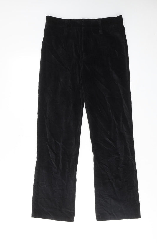 Zara Womens Black Polyester Trousers Size M Regular Hook & Eye