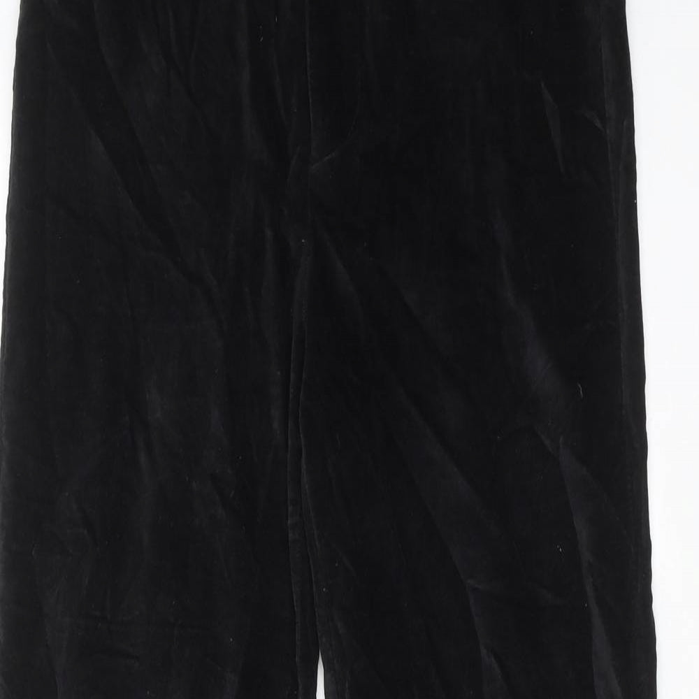Zara Womens Black Polyester Trousers Size M Regular Hook & Eye
