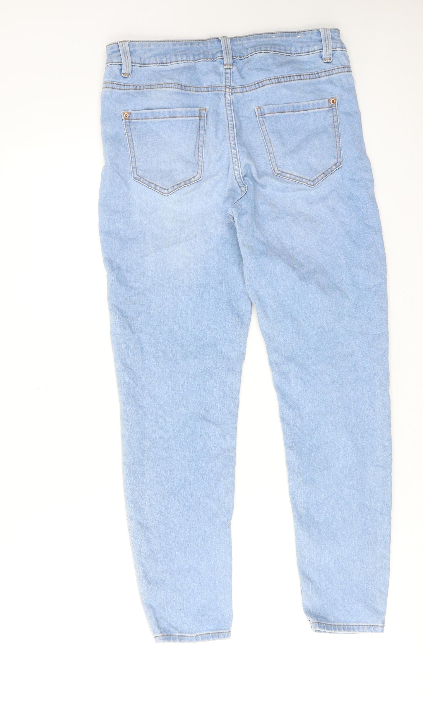 New Look Womens Blue Cotton Skinny Jeans Size 12 Regular Zip