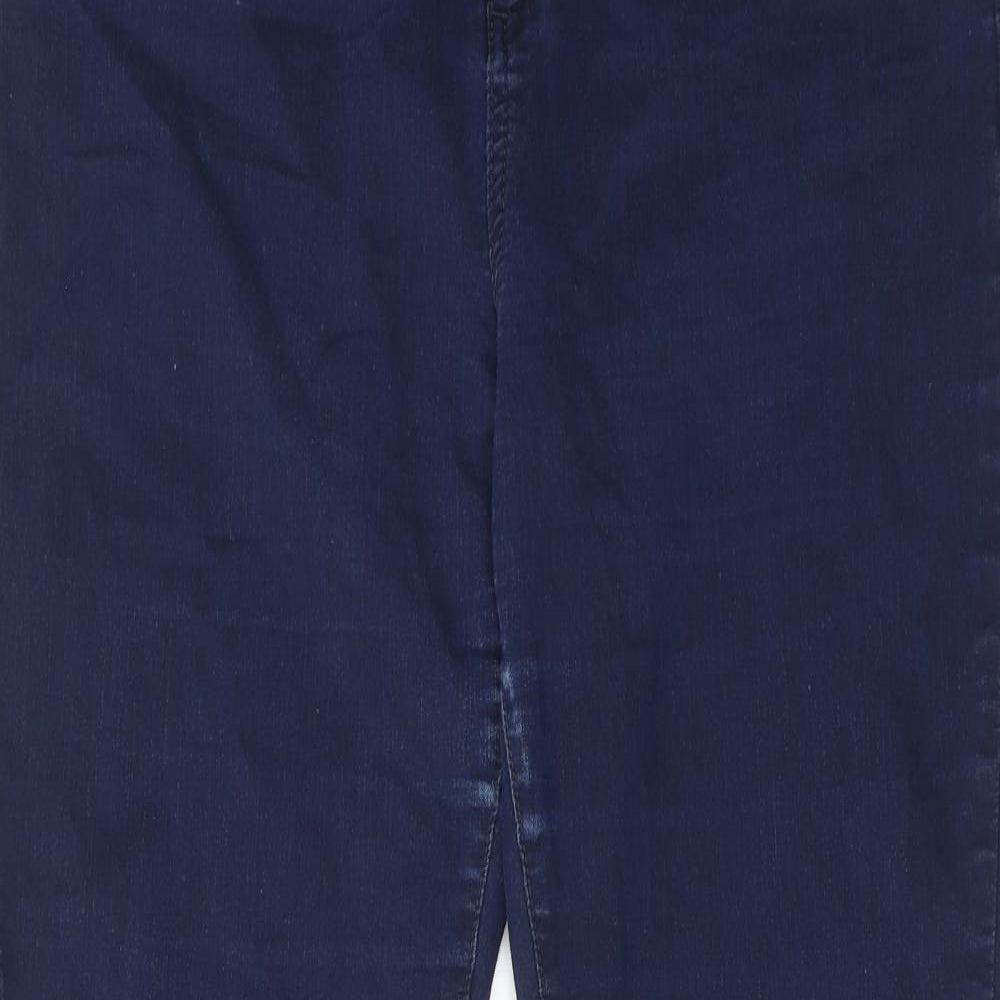 Marks and Spencer Womens Blue Cotton Skinny Jeans Size 16 Regular Zip