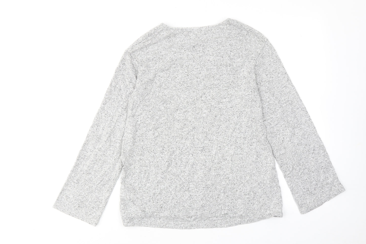 H&M Womens Grey Geometric Polyester Basic Blouse Size XS V-Neck