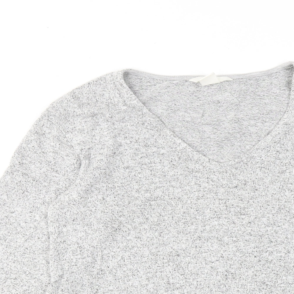 H&M Womens Grey Geometric Polyester Basic Blouse Size XS V-Neck