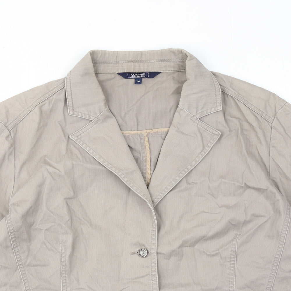Marks and Spencer Womens Beige Jacket Blazer Size 16 Button
