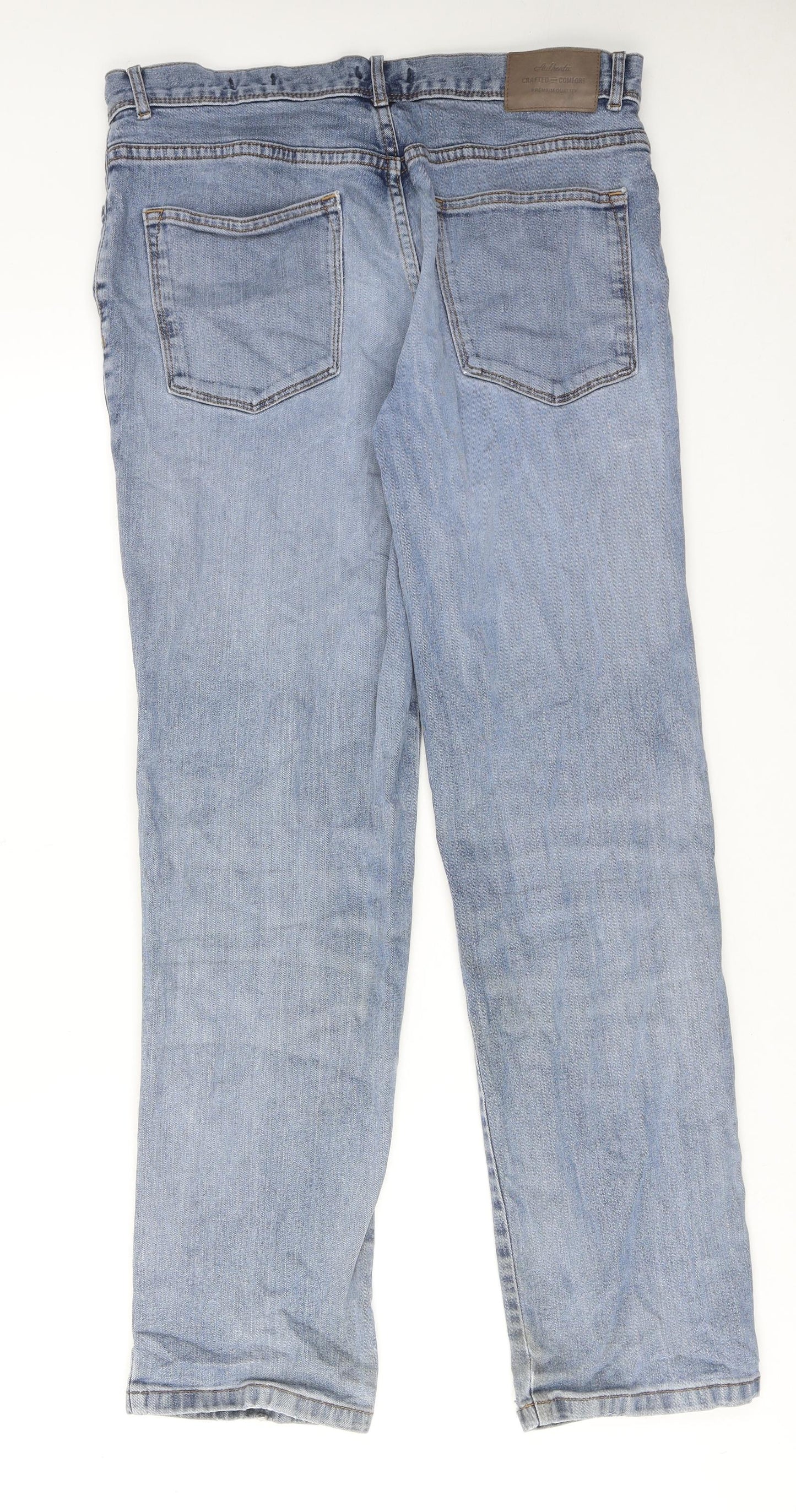 TU Mens Blue Cotton Straight Jeans Size 32 in L32 in Regular Zip