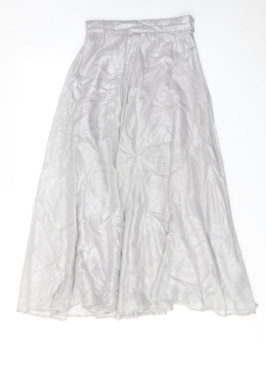 H&M Womens Grey Polyester Swing Skirt Size 6 Zip