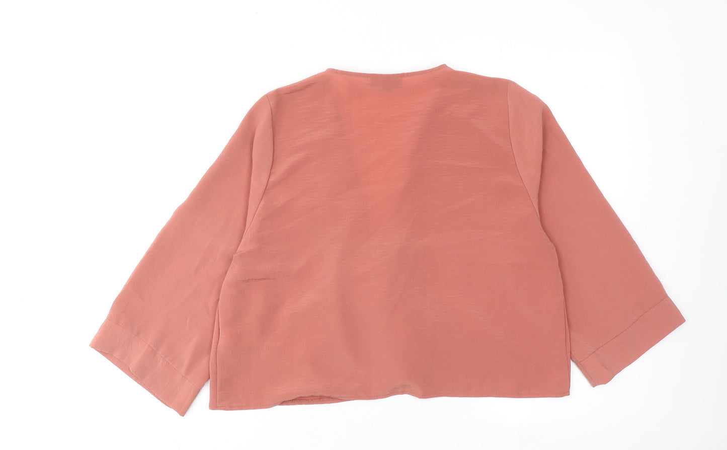 Topshop Womens Pink Polyester Basic Blouse Size 8 V-Neck - Tie Front