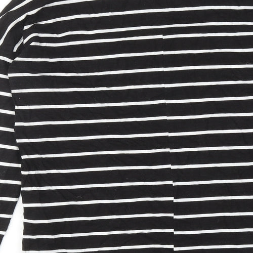 NEXT Womens Black Striped Cotton Basic T-Shirt Size 8 Round Neck