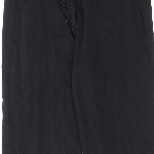 GOODMOVE Womens Black Cotton Jogger Trousers Size 14 L28 in Regular Drawstring