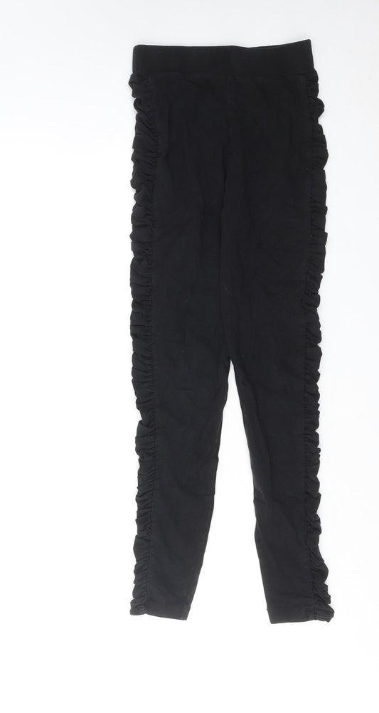 New Look Girls Black Cotton Capri Trousers Size 10-11 Years Regular Pullover - Ruched Leggings