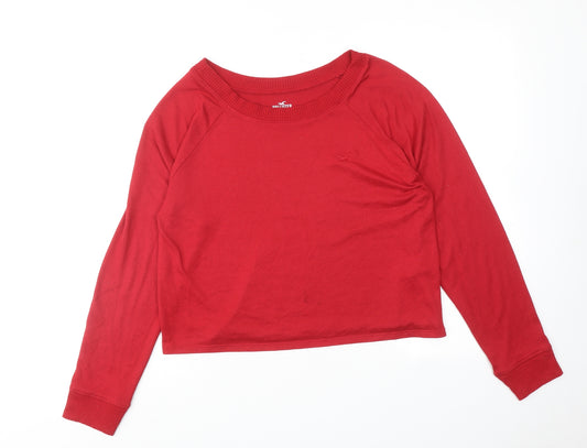 Hollister Womens Red Polyester Basic T-Shirt Size XS Round Neck