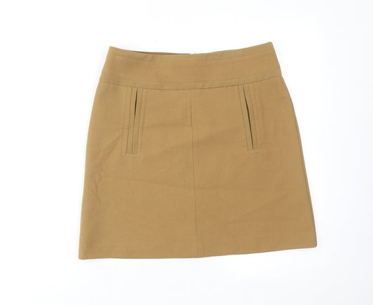 Marks and Spencer Womens Brown Polyester Mini Skirt Size 8 Zip