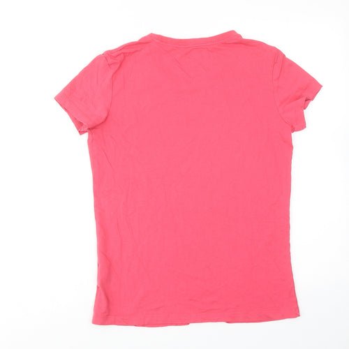 Converse Womens Pink Cotton Basic T-Shirt Size S Round Neck
