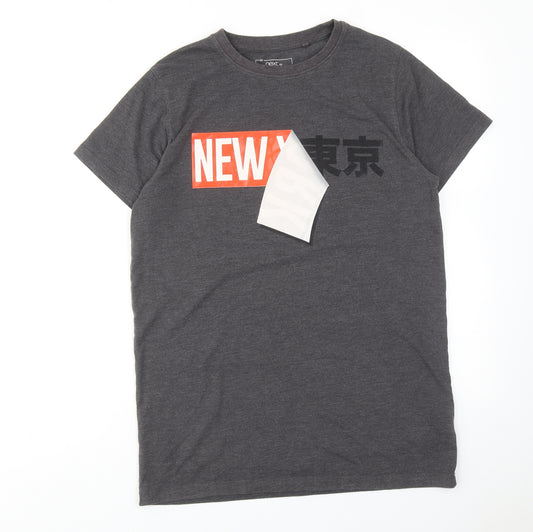 NEXT Boys Grey Cotton Basic T-Shirt Size 16 Years Round Neck Pullover - New York