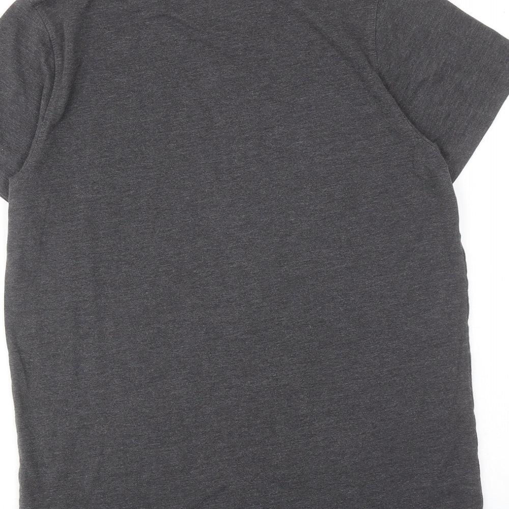 NEXT Boys Grey Cotton Basic T-Shirt Size 16 Years Round Neck Pullover - New York