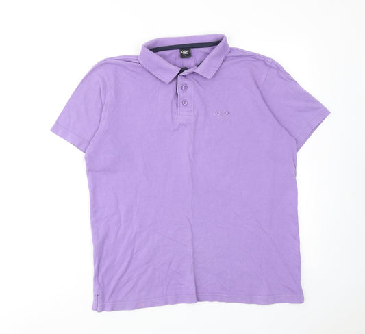 Cotton Traders Mens Purple Cotton Polo Size S Collared Button