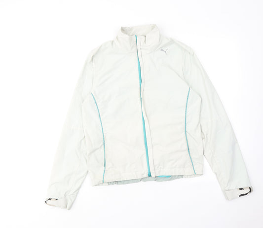 PUMA Womens Blue Windbreaker Jacket Size 12 Zip