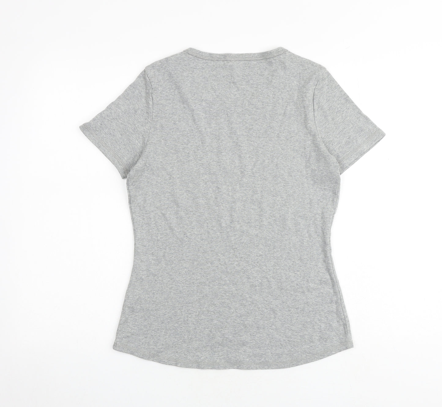 Marks and Spencer Womens Grey 100% Cotton Basic T-Shirt Size 14 Round Neck